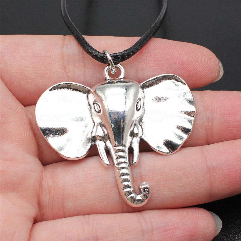 45cm Necklace Leather Chain Big Elephant And Horse Wedding Jewelry Findings QN027