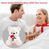 LIHIQIYA White Teddy Bear 25cm, Teddy Bear Holding Rose Plush Toy, Valentine's Day/Easter Gift for Girlfriend Wife
