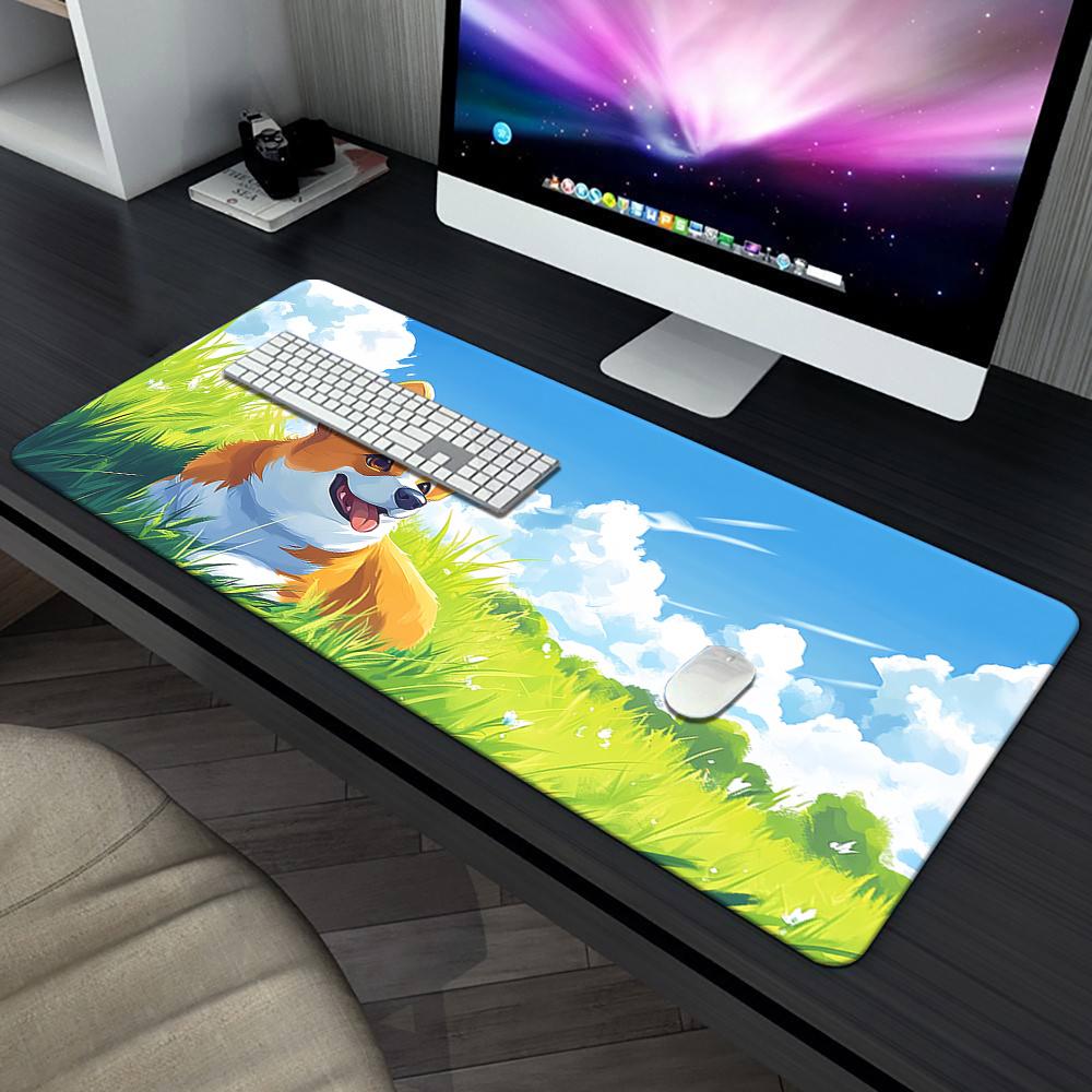 Vibrant Corgi Iron Art Mouse Pad Waterproof Antislip Large Desk Mat Soft Rubber Smooth Fabric Surface For Pc Laptop Office Game