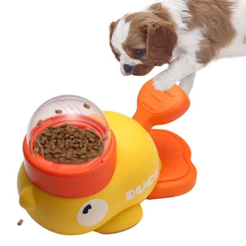 Hund, katt, husdjursmatare, liten gul anka, interaktiv pusselmatningsmaskin för hundar, valp, leksak för att leta efter mat, halkfri botten