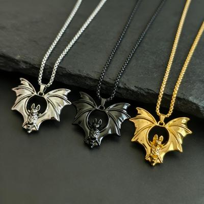 Collar Colgante Murciélago Gótico con Alas de Metal - Accesorios de Joyería Encanto de Halloween
