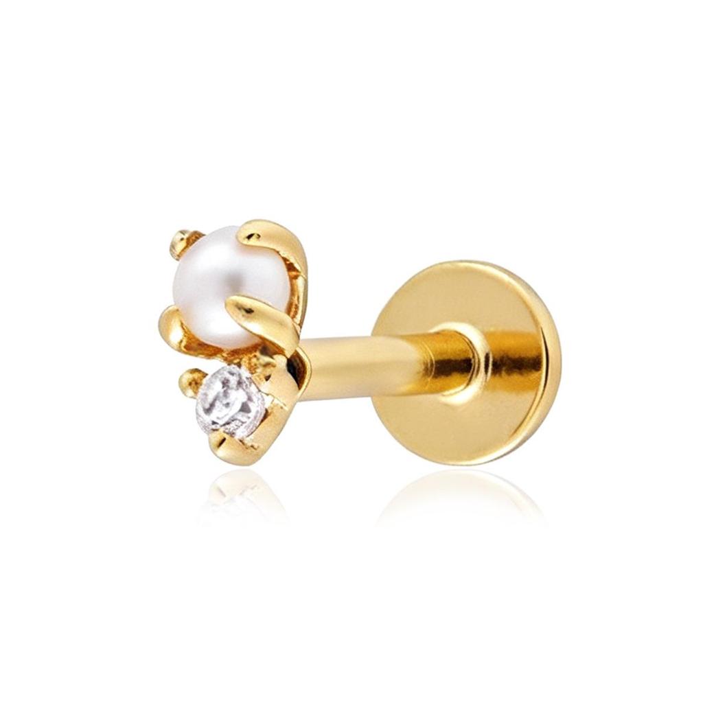 S925 Sterling Silver Geometric Moon Cartilage Earrings with Flat Head Threaded Studs