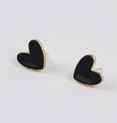 New Korean Sweet Cute Heart Stud Earrings for Women Girl Fashion Black Glaze Aesthetic Geometric Earrings Minimalist Jewelry Gif