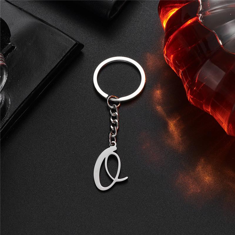 Fashion DIY A-Z Initials Metal Keychains Holder Pendent Key Chain Women Car Key Ring Simple Letter Name Keyrings Party Gift