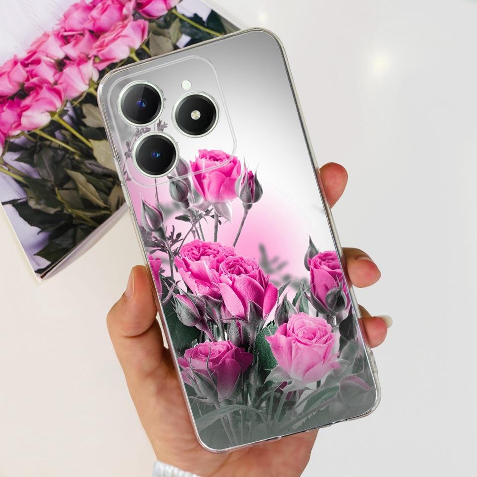 Voor Realme C63 C61 Narzo N61 N63 Hoesje Bloemen Vlinder Dames Mode Achterkant Transparant Zacht Slank Siliconen Bumper Shell