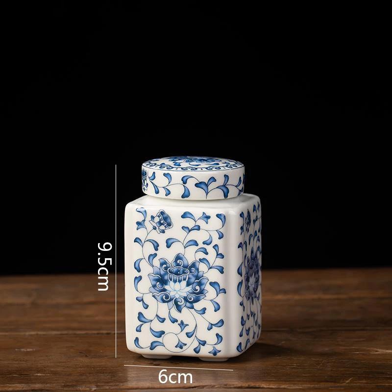 Blue and White Porcelain Tea Canister Ceramic Tea Organizer Box Storage Jars Desk Decoration Tea Jar Coffee Container Teas Caddy