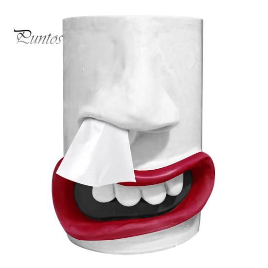 Funny Face Tissue Holder Resin Handmade Nose Mouth Tissue Dispenser Tabletop Toilet Paper Holder Tissue Organizer for Bathroom Living Room Decor