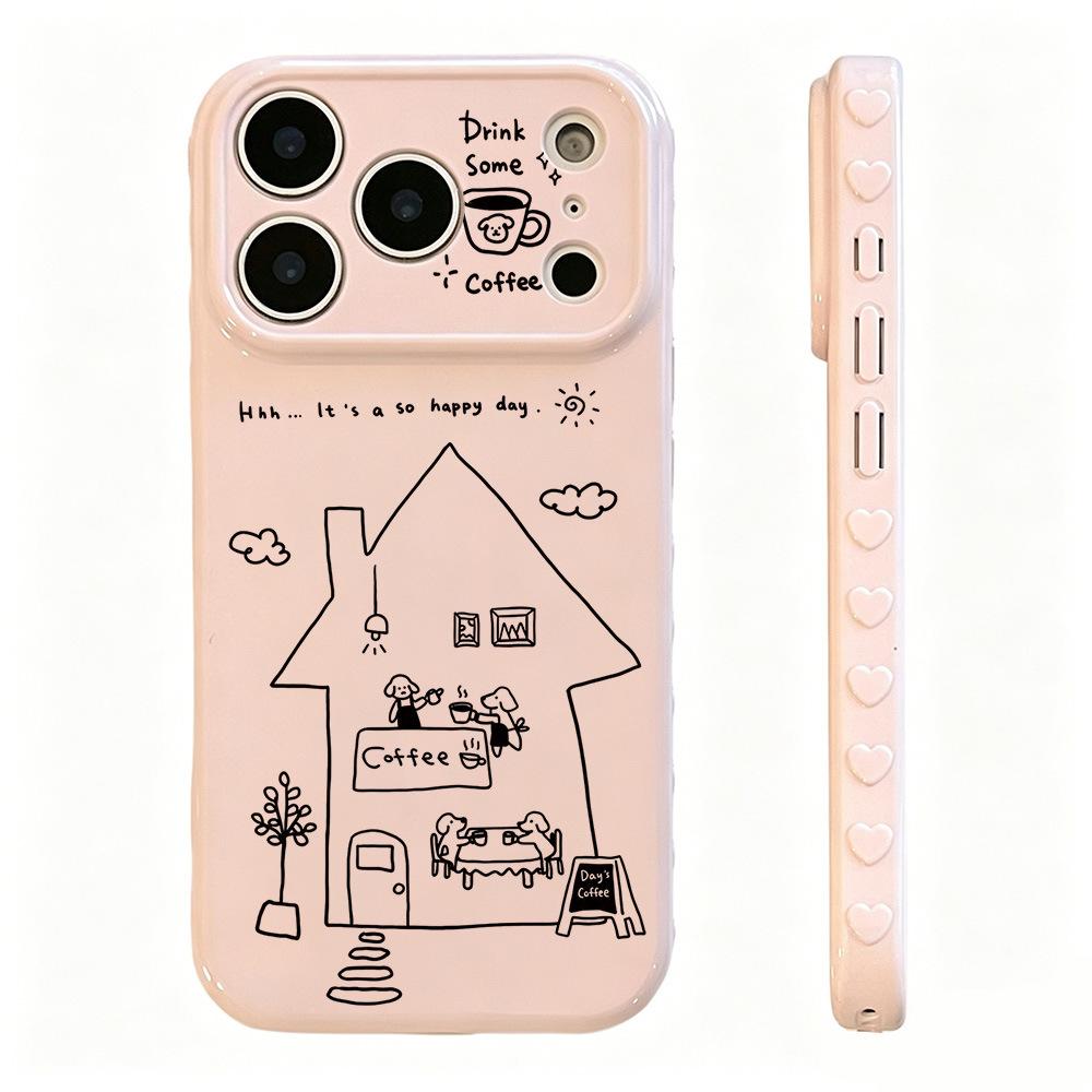 Applicable iPhone16 Apple 17promax line puppy house phone case 15 creative 14 cartoon 13 soft case