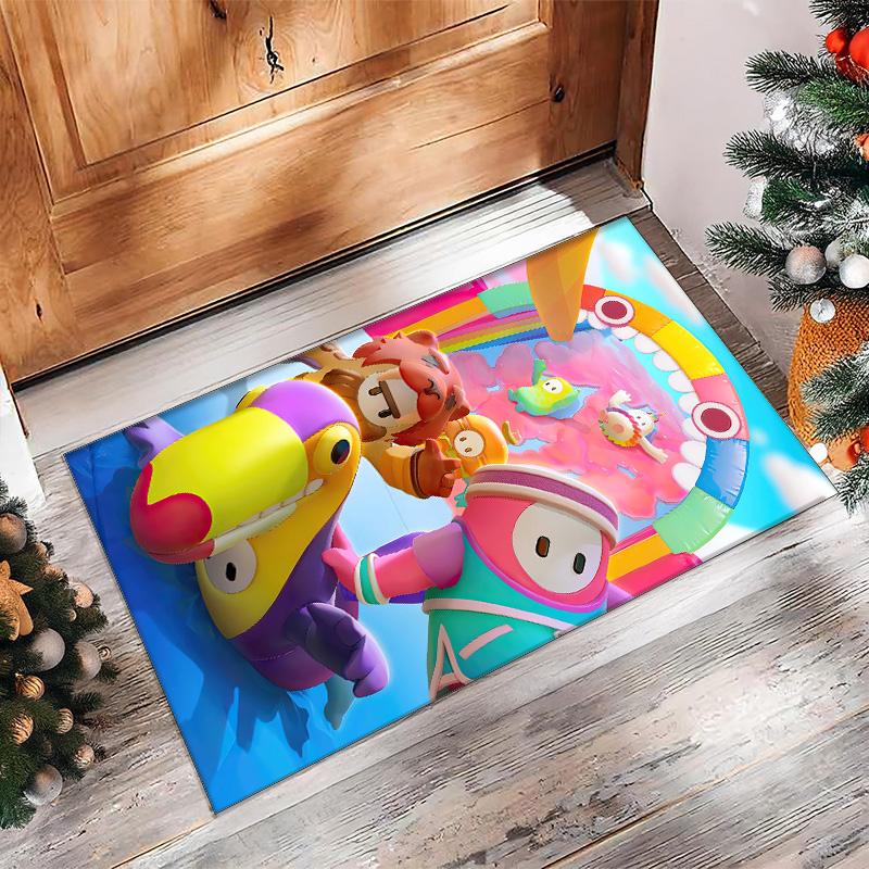 Fall Guys Crystal Velvet Rug, Soft Anti‑Slip Crystal Velvet Carpet for Living Room Bedroom Home Decor