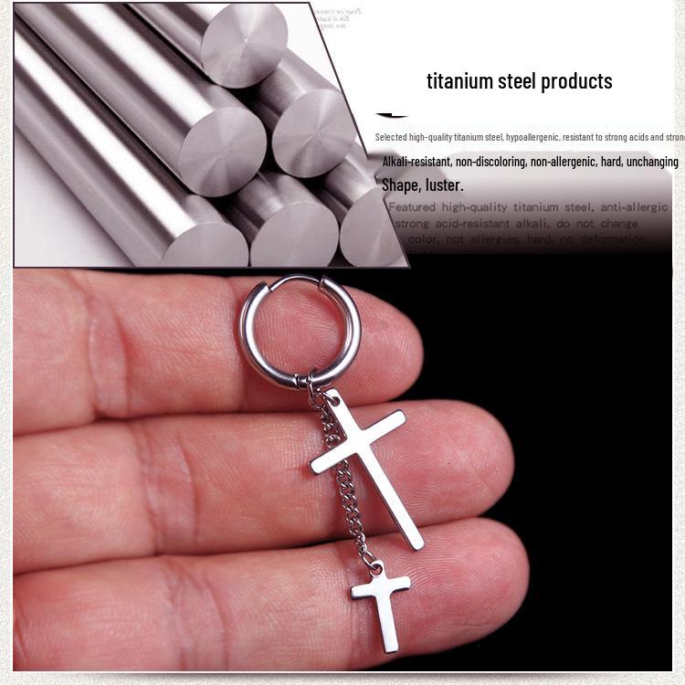 Baosalina Titanium Steel Earrings: Trendy Long Tassel Chain Earrings for Men and Women.