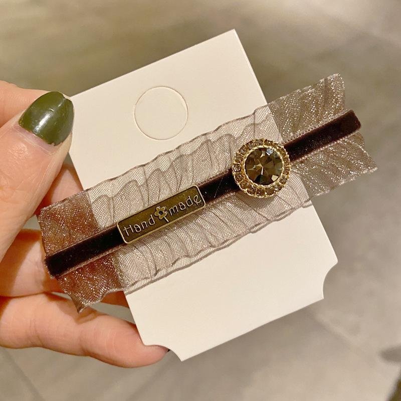 Retro Koronkowe Spinki do Włosów Zestaw dla Kobiet Ręcznie Robione Moda Koreańska Najnowsze Czarne Jedwabne Akrylowe Kwiatowe Klipsy do Włosów Nakrycie Głowy