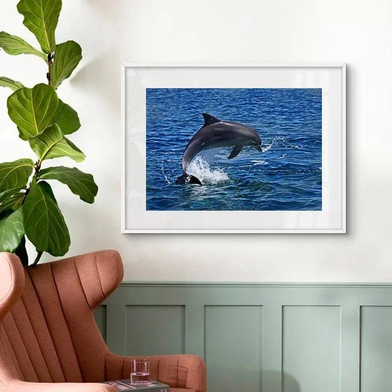 Leaping Dolphins Wall Pictures Canvas Painting Wall Art Natural Sea Life Posters and Prints for Living Room Home Decor Mural