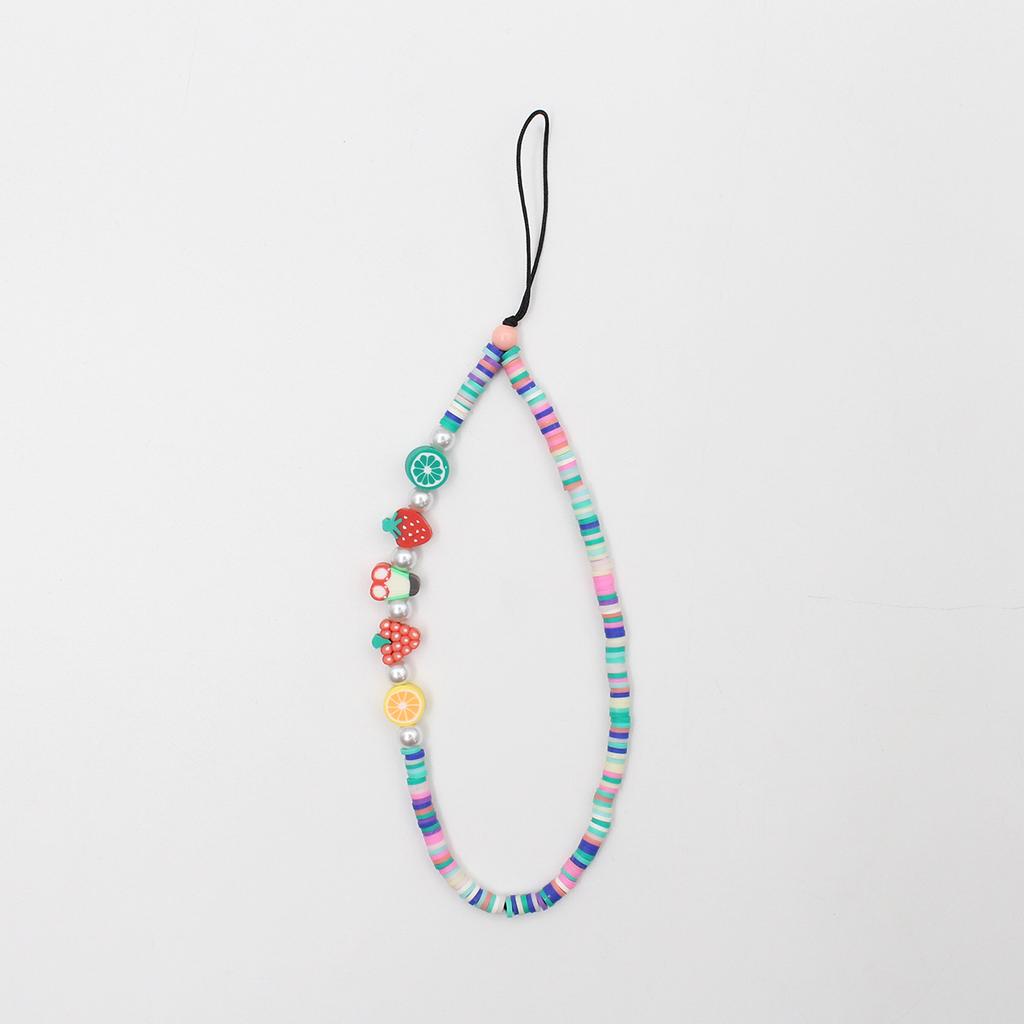 Color mobile phone chain beads selling devil's eye soft pottery mixed color mobile phone chain lanyard manufacturers.