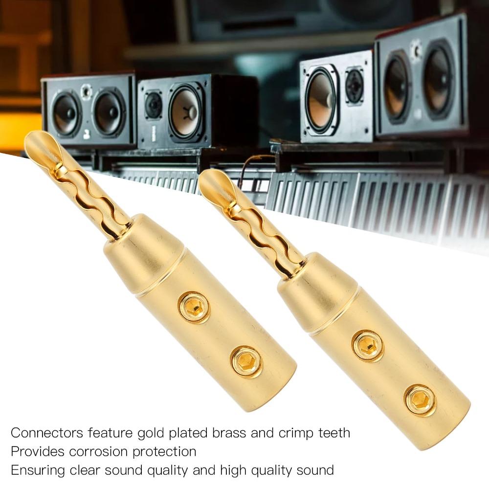 4PCS Gold Plated BFA Banana Plug Double Screw Open Screw Banana Plugs For Sound Systems