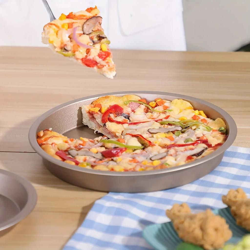 1 Round Pizza Pot, Microwave Oven, Baking Tray, Debris Tray, Carbon Steel Non Stick Mold, Baking Tool, Kitchen Supplies