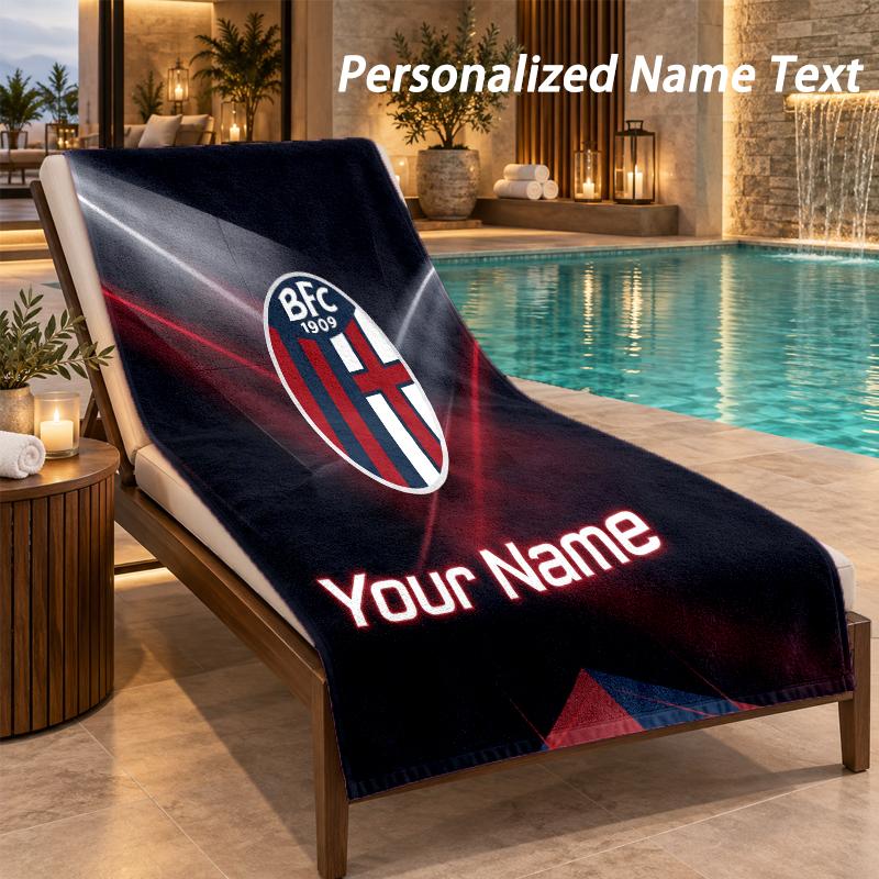 Custom Text Bologna FC Print Beach Towel Large Towel For Home Bathroom Beach