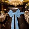 Birthday Party Chair Bows Burgundy Velvet Sashes with Elastic Straps, Reusable Bow Tie Wedding Reception Decor Back Cover, Decorative Ribbon