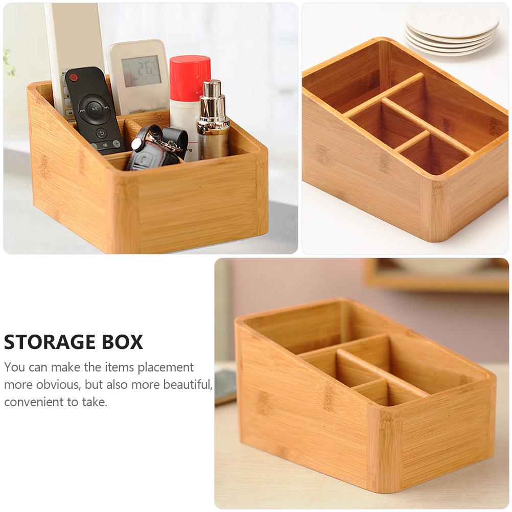 Bamboo Desk Organizer Holder Storage Box Makeup Ganizers Beauty Tools Case Brush Container Storage Solution