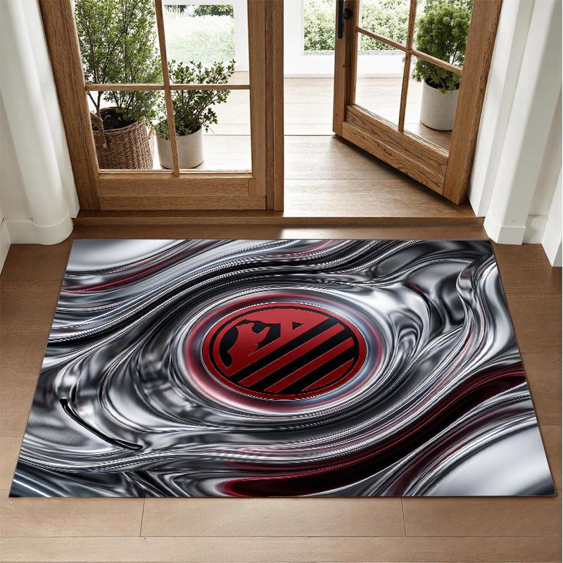 Atletico Madrid Design Crystal Velvet Rug Soft Decorative Mat for Bedroom Entrance