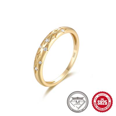 Fashion Style S925 Sterling Silver Size Star Mozambican Diamond Women'S Wedding Ring Ring
