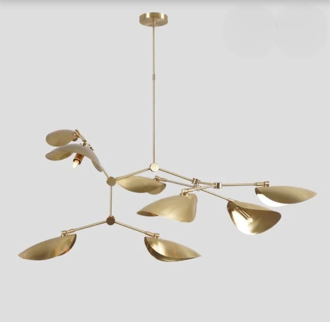 

Люстра Супутник Стиль Stilnovo Стельовий світильник з вигнутими дисковими абажурами Ручна робота Латунь Середина століття Модерн Лампа Декор для нового дому Подарунок