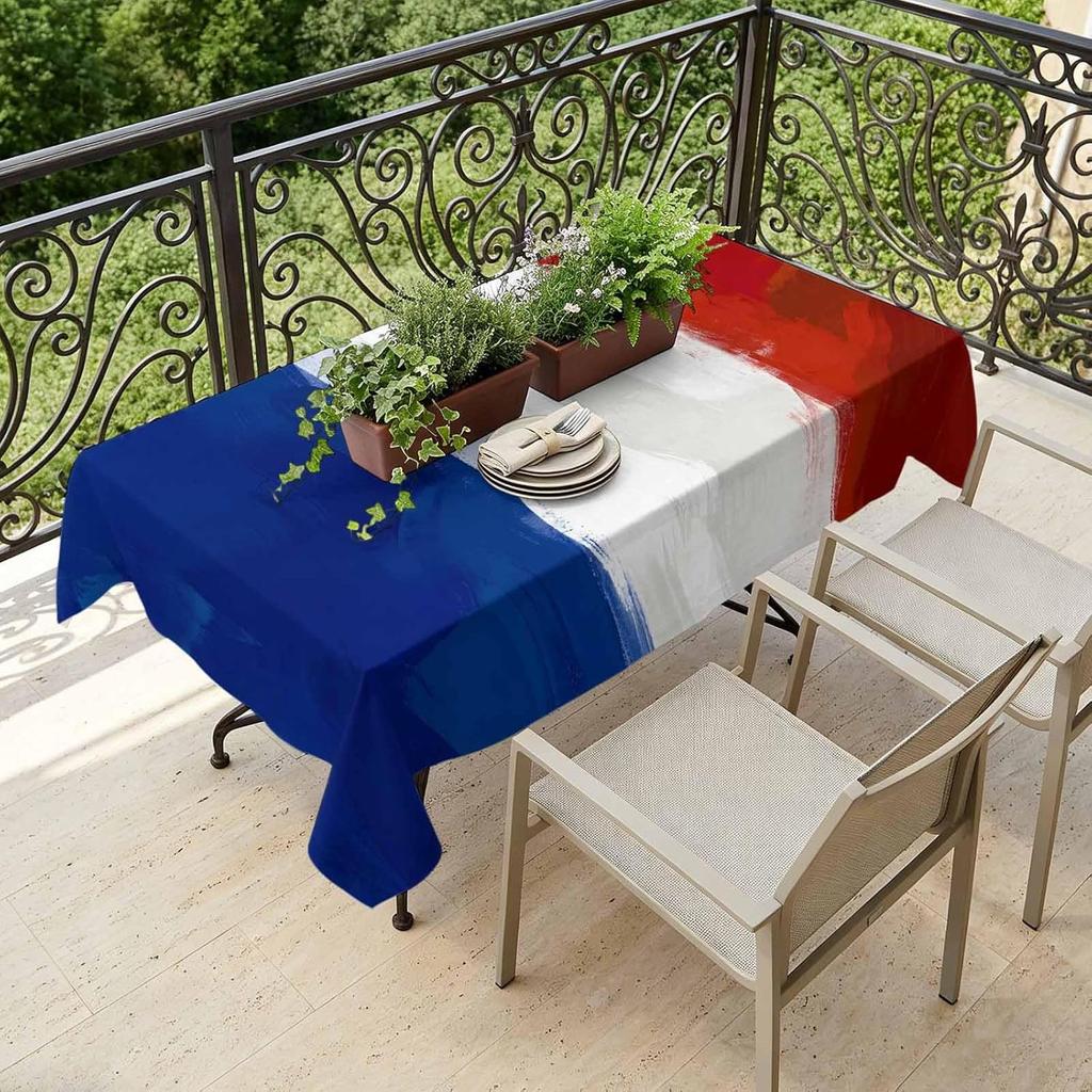 The French Flag Rectangle Tablecloth for Table Decor Waterproof Reusable Kitchen Dining Table Cover for Table Holiday Party