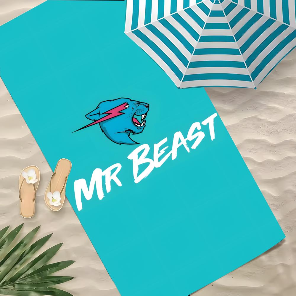 Person MrBeast Towel Polyester Beach Towel Quick Dry Sand Free Bath Towel for Summer Pool Travel Vacation