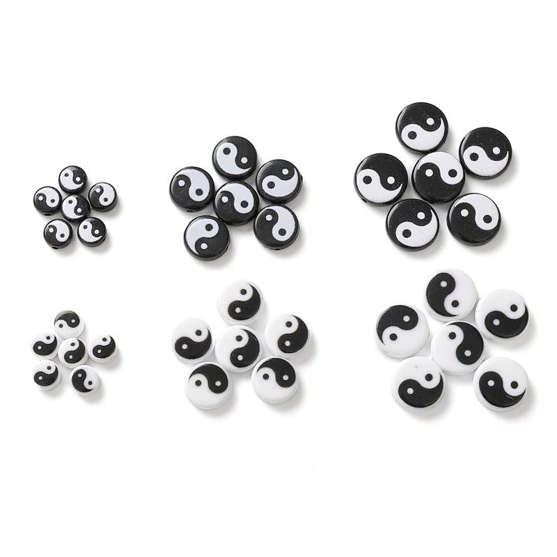 5Pcs Acrylic Taiji Bead For DIY Necklace Bracelet Earrings Jewelry Making Craft Accessories