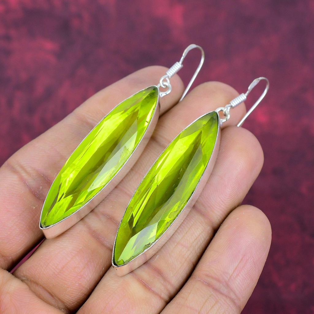 Lemon Topaz Earrings Gemstone Jewelry, 925 Solid Sterling Silver Handmade Earrings, Latest Design Jewelry