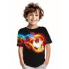 Summer Round Neck 3D Flame Football Printed Top Fashionable Casual Short Sleeved Children's Boy T-shirts