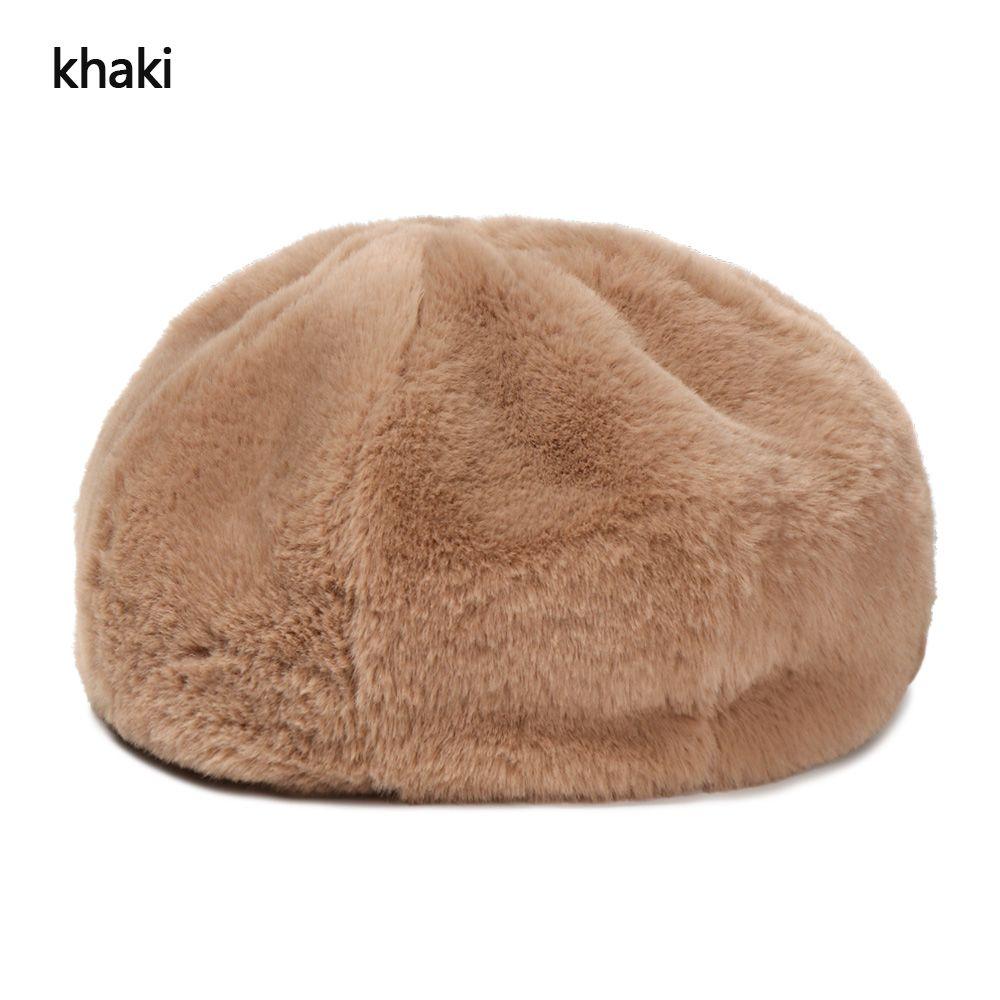 Fashion Plush Pure Color Vintage Ladies Beret Classic Female Bonnet