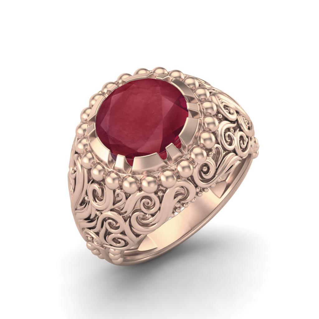 4.5 CT Round Shape Ruby 925 Sterling Silver Rose Vermeil Solitaire Women Cocktail Wedding Ring