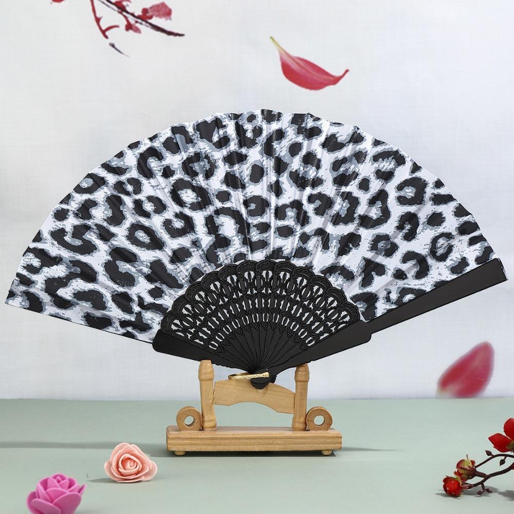 Cloth Hand Fold Fan Leopard Print Dance Fan Portable Performance Fan  Performance Decor