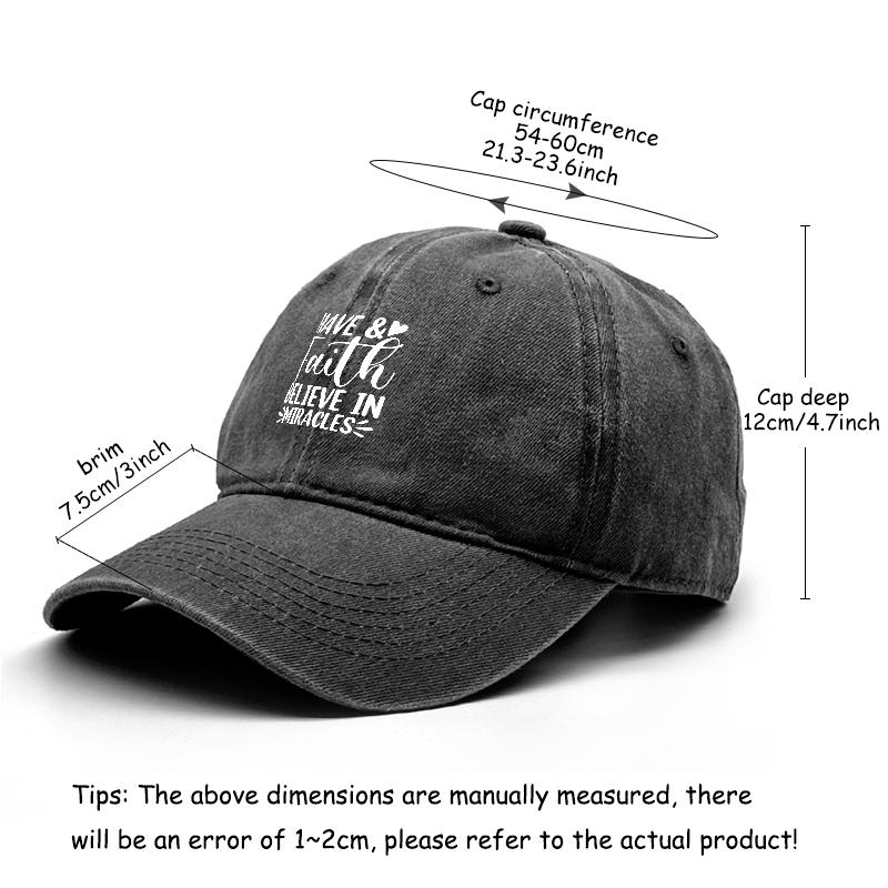 HAVE Faith" Print Adjustable Baseball Hat, Flat Cap Solid Color Casual Headwear Distressed Snapback Sun Hat