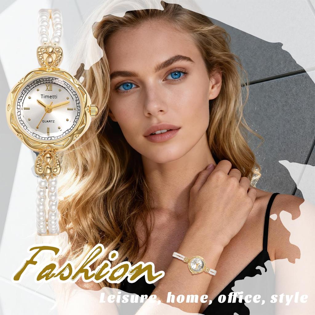 Relógio Pulseira de Pérolas Feminino Fofo: Visor Analógico, Elegante, Relógio Bracelete à Prova d'Água, Relógio Pulseira, Relógio da Moda para Mulheres - Presente Perfeito para