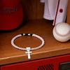 Edelstahl Kreuzung Anhänger Dreifach-Seil Baseball Halskette, Geflochtenes Seil Design Halskette mit Kreuzung Anhänger, Teamgeist Geschenk Sport