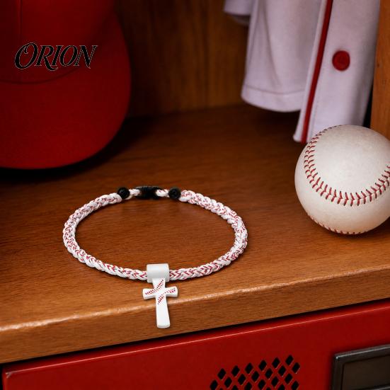 Edelstahl Kreuzung Anhänger Dreifach-Seil Baseball Halskette, Geflochtenes Seil Design Halskette mit Kreuzung Anhänger, Teamgeist Geschenk Sport