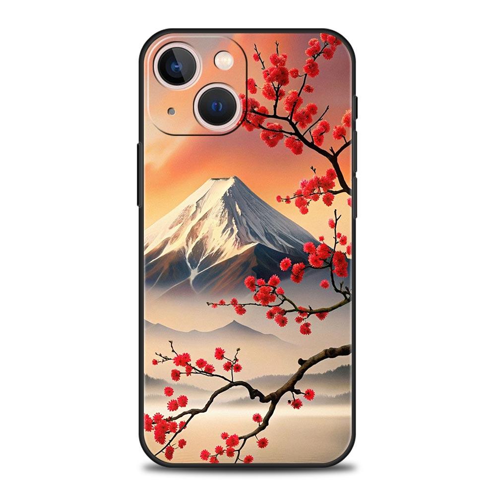 Japan Mount Fuji Painting Cherry blossom Phone Case For iPhone 17 16 15 Pro Max 11 12 13 14 7 8 Plus SE 2020 X XR XS Cover Soft