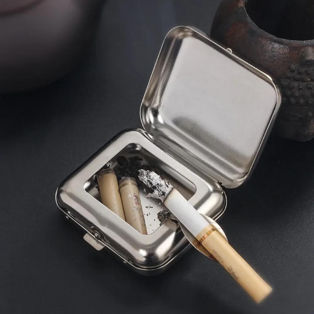 1PC Ashtray Outdoor Portable Pocket Ashtray Mini Metal Ashtray Portable Small Creative Car Smoking Accessories Ash Tray