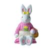 Easter Bunny Figurine Resin Woven Rabbit Ornament Desk Decoration Festival for Children Day Birthday Wedding Gift Supply