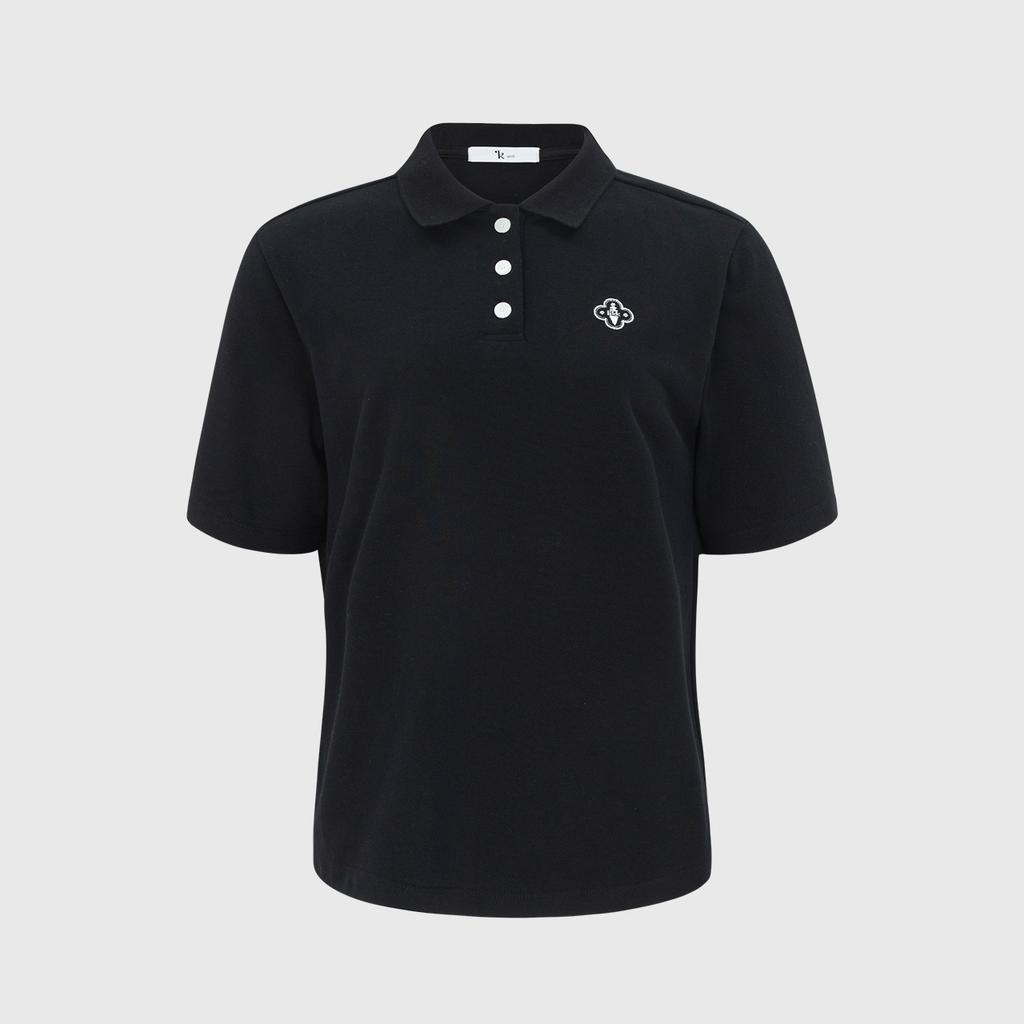 LIKK Collar Contrast Loose Fit Short Sleeve T-Shirt (Black)_L4B1-Ts09C