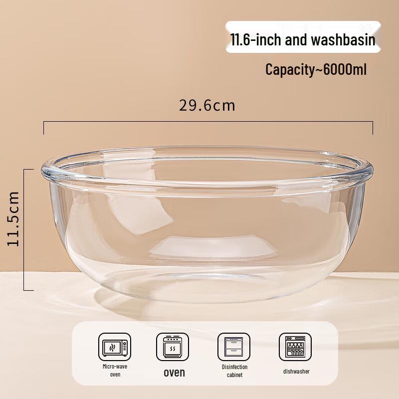 6000ML Thickened High Borosilicate Glass Mixing Bowl