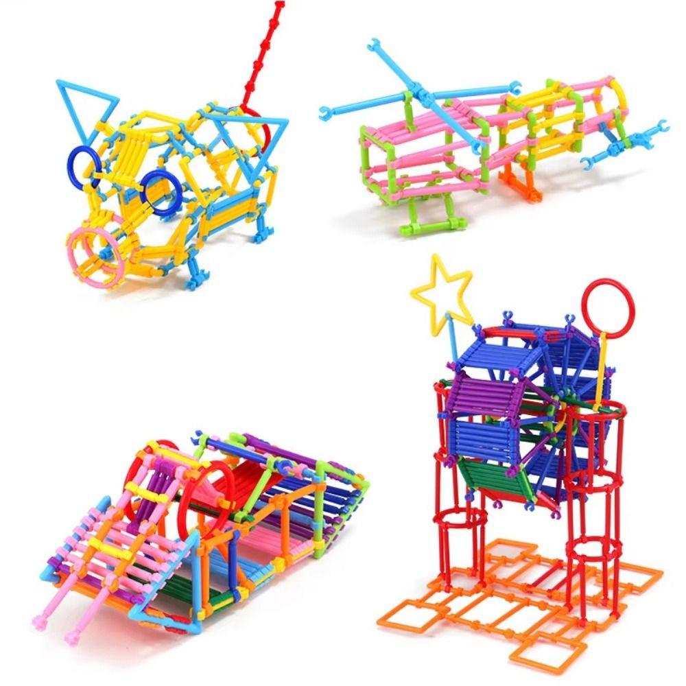 300/500/800/1000/1200Pcs Plastic 3D Building Blocks Stick Building Blocks  Children Education