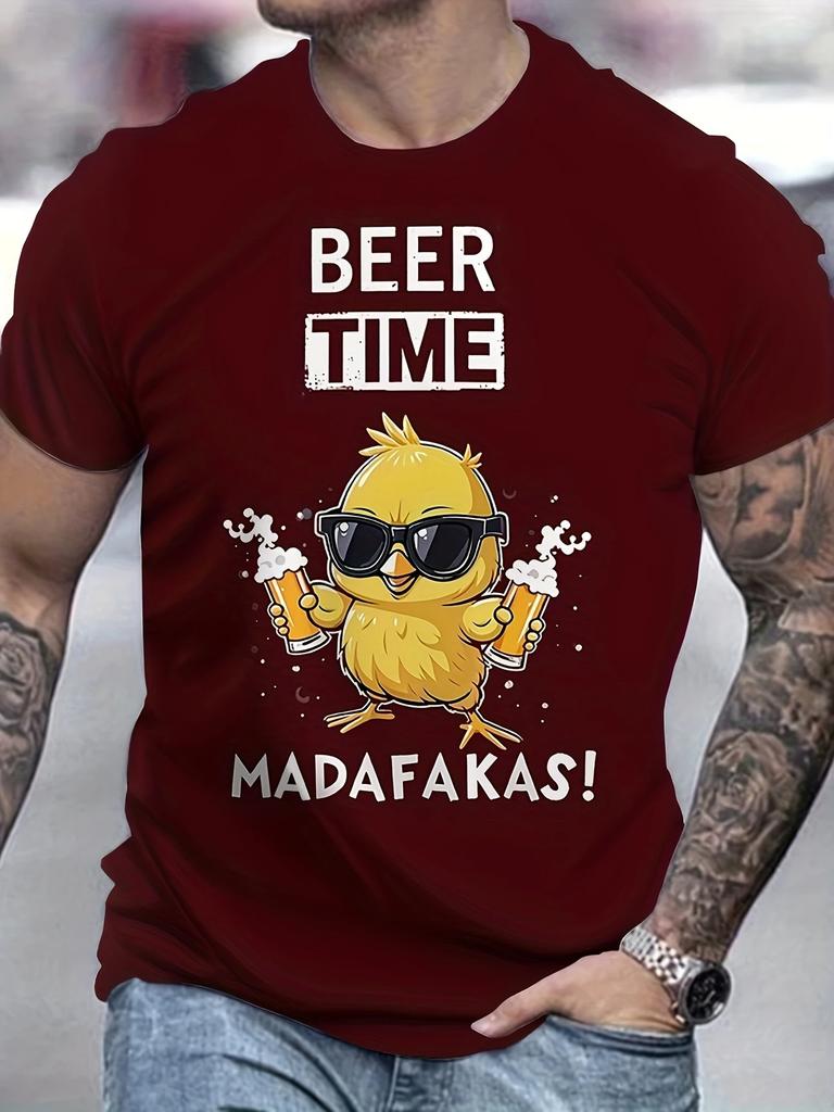 Pew Pew Madafakas T-shirt Men's Short Sleeved Gun Chicken Pattern T-shirt Summer Top T-shirt Sailor Collar Streetwear
