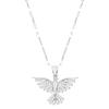 Gradient Diamond Feather Sword Pendant Necklace with Angel Wings Design