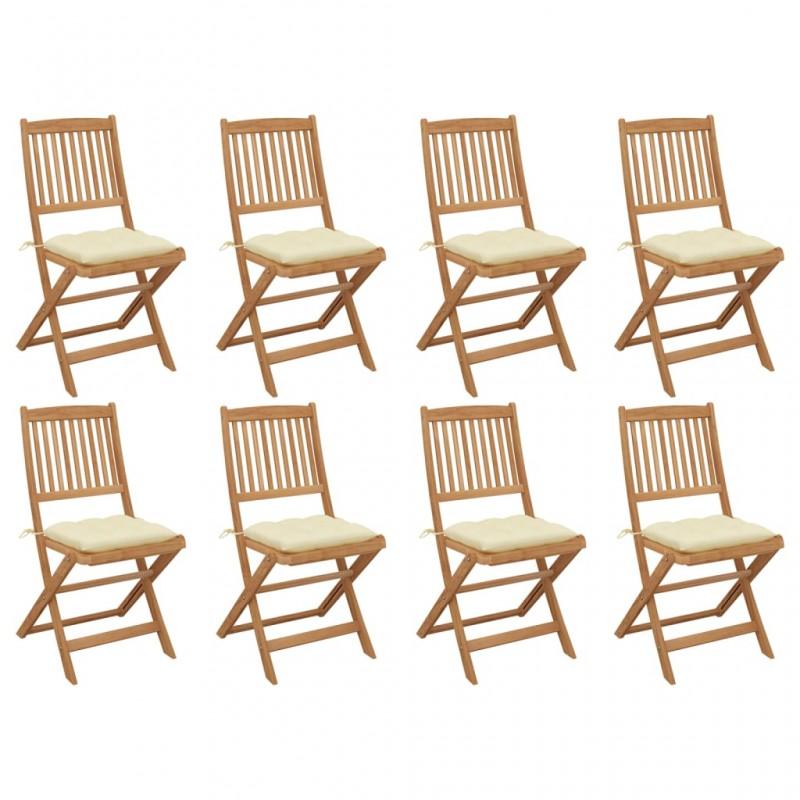Day and Night - Day and Night Folding Garden Chairs 8 Units and Cushions Solid Acacia Wood