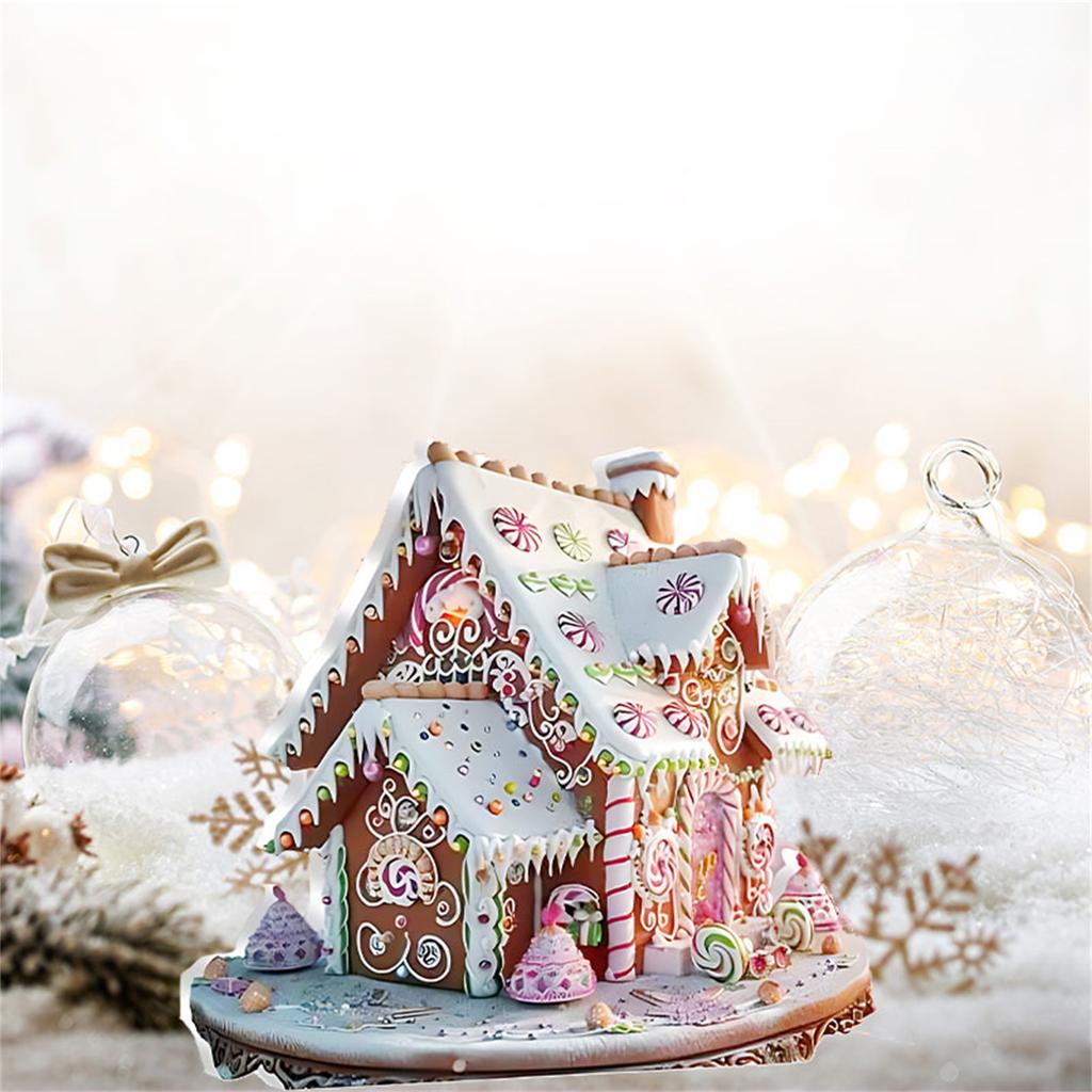 Christmas Snowy Village House Table Ornament Cute Christmas Figures Landscape Decor