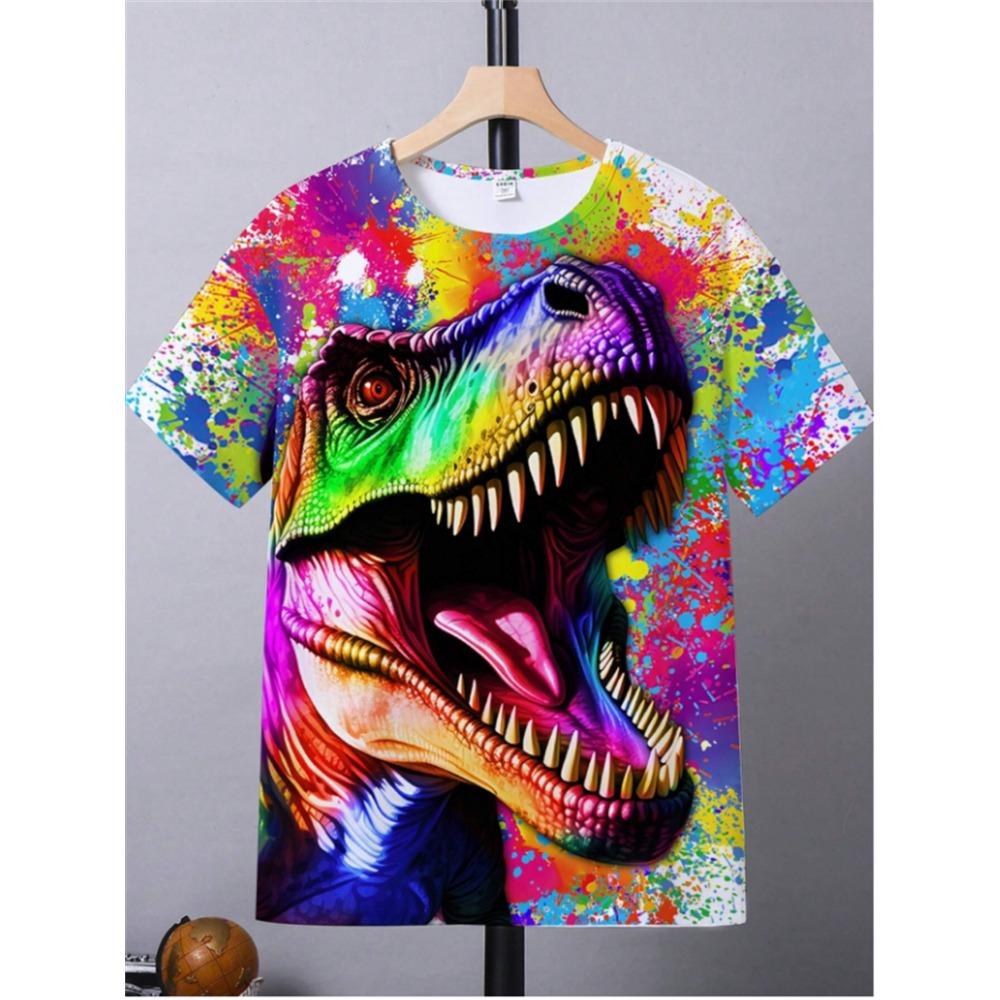 New Cool Powerful Dino Colorful 3d Print T Shirt For Kids Boys Casual Short Sleeve T-Shirt For Summer Children's Clothing Tops