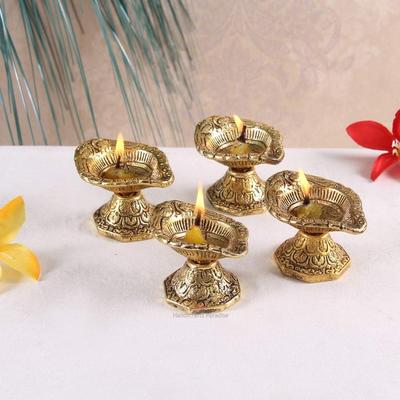 Diya de Metal (3 x 2 x 1,75 polegadas, Dourado)
