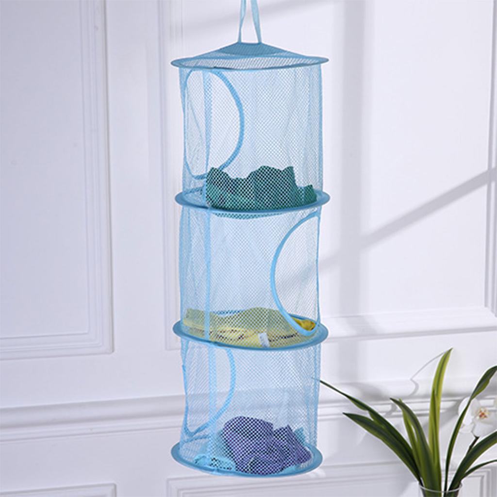 Clothes Storage Cage 3 Tiers Foldable Breathable Underwear Bra Door Organizer with Compartments Home Organization Tool